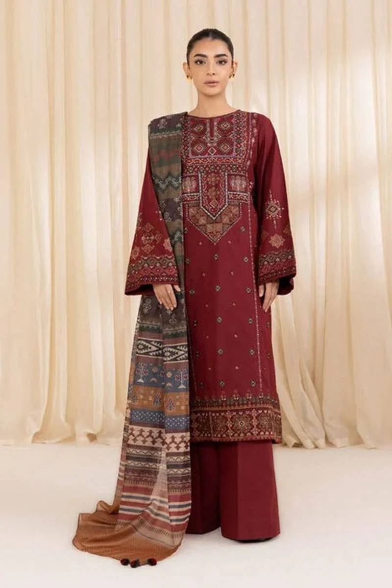 SAPPHIRE MEROON DHANAK EMBROIDERED