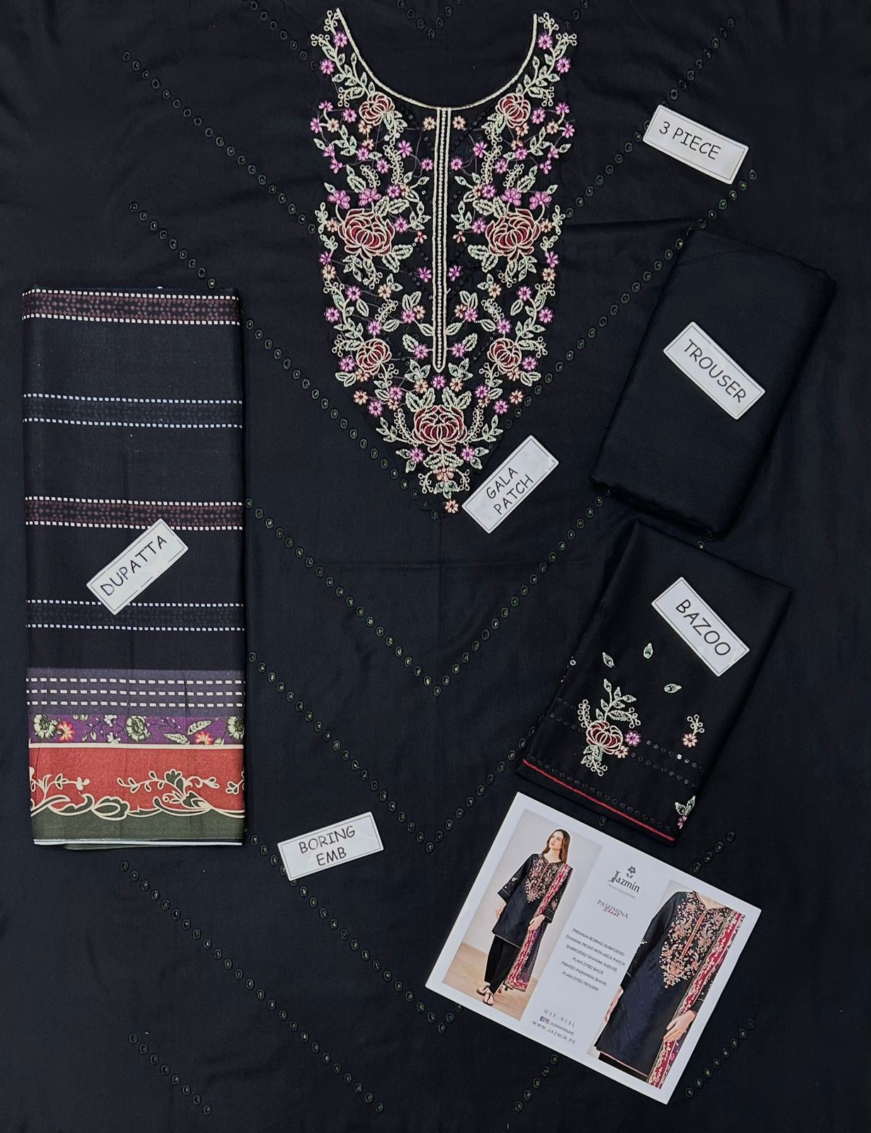 JAZMIN DHANAK EMBROIDERED 3 PCS