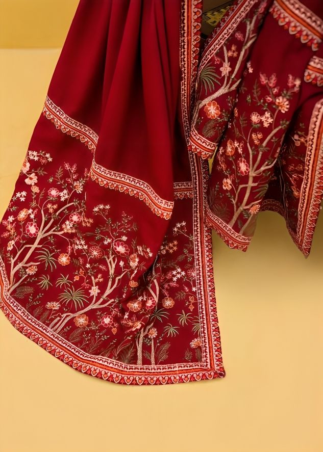 Sapphire Blue Dhanak Embroidered 3 pcs