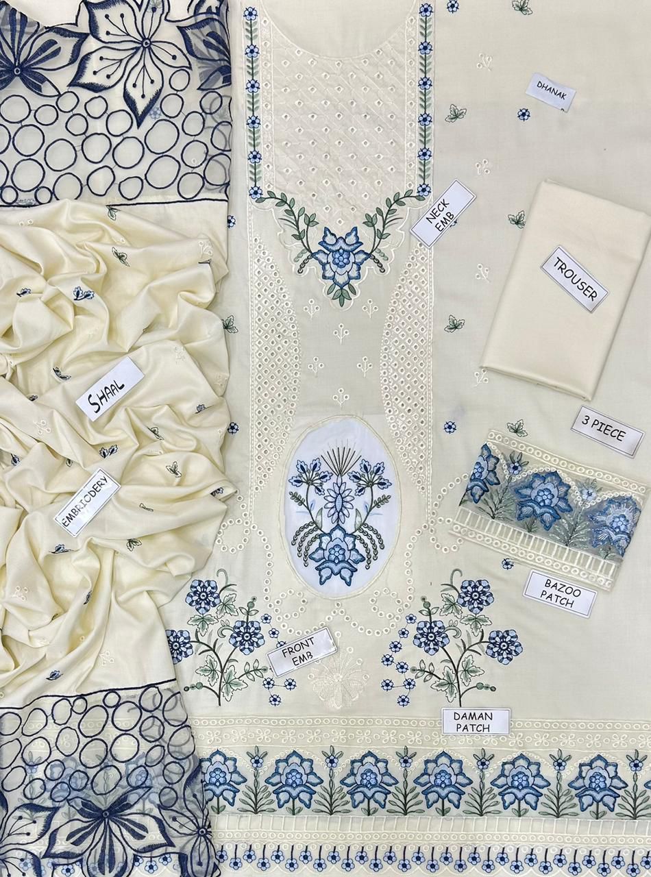 SANASAFINAZ Dhanak Embroidered 3 PCS