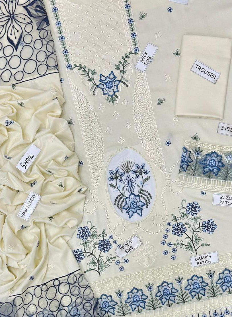 SANASAFINAZ Dhanak Embroidered 3 PCS