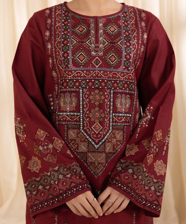 SAPPHIRE MEROON DHANAK EMBROIDERED
