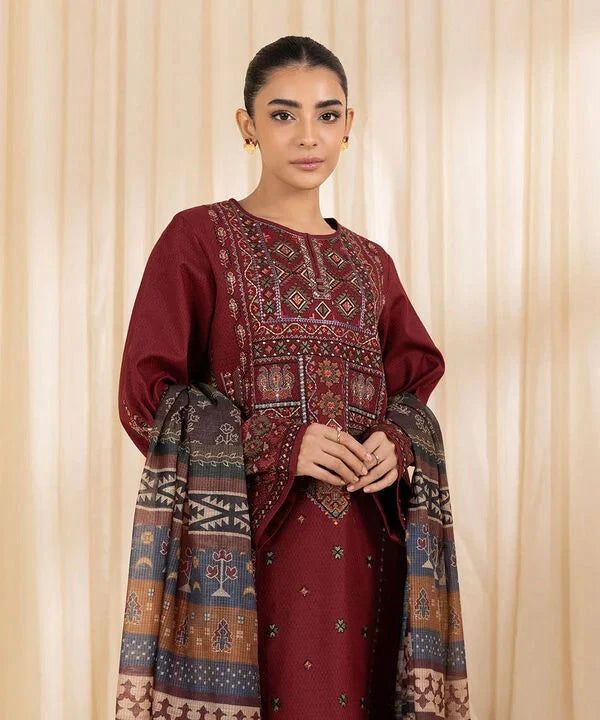 SAPPHIRE MEROON DHANAK EMBROIDERED