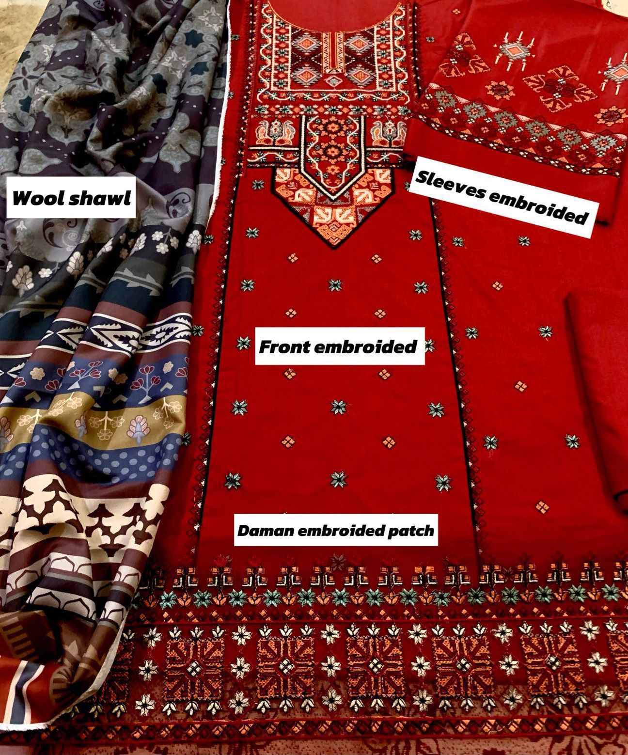 SAPPHIRE MEROON DHANAK EMBROIDERED