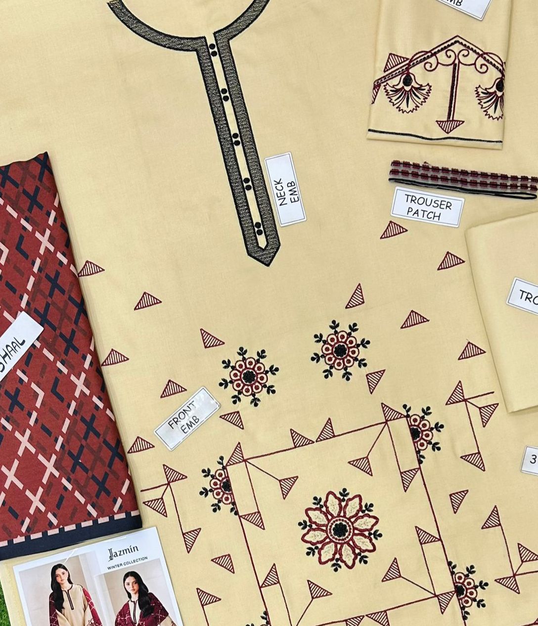 Jazmin Skin Dhanak emb 3 pcs