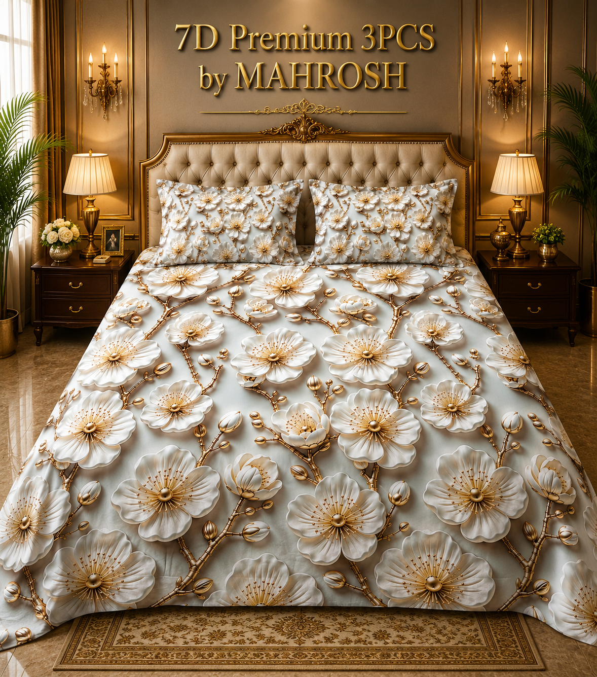 MAHROSH 7D Premium 3 Piece Printed Bedsheet 127