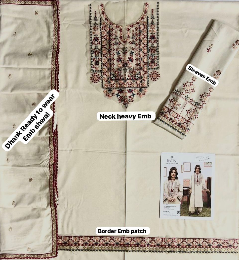 Batik Embroidered 3 PCS w-1102