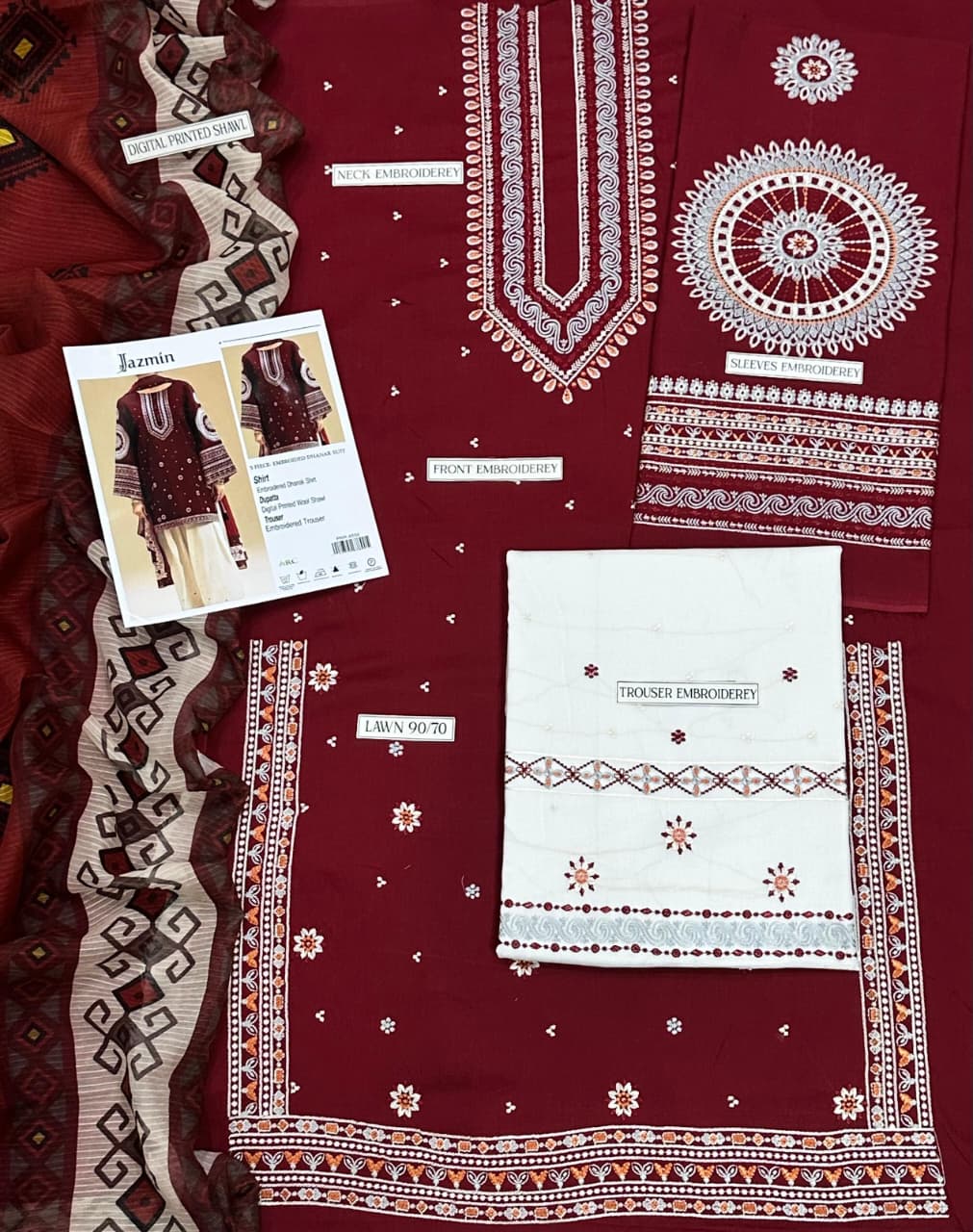Jazmin Embroidered Lawn 3 pcs