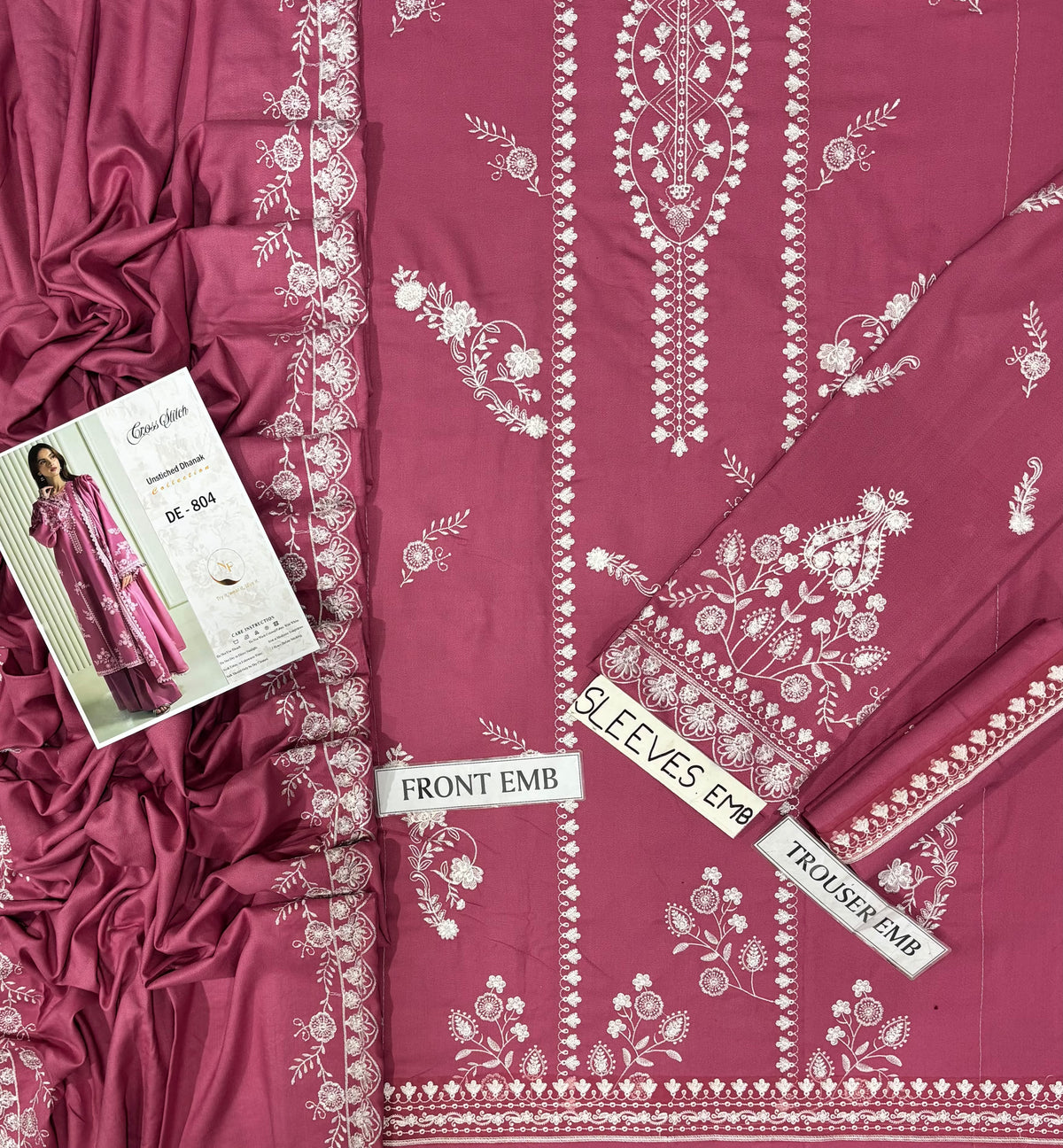 Cross Stitch Premium Dhanak Embroidered 3 PCS