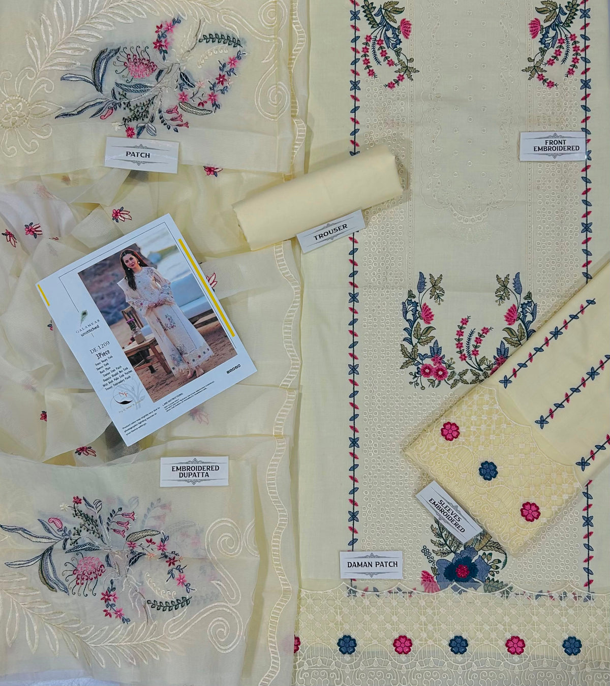 QALAMKAR DHANAK EMBROIDERED 3PCS