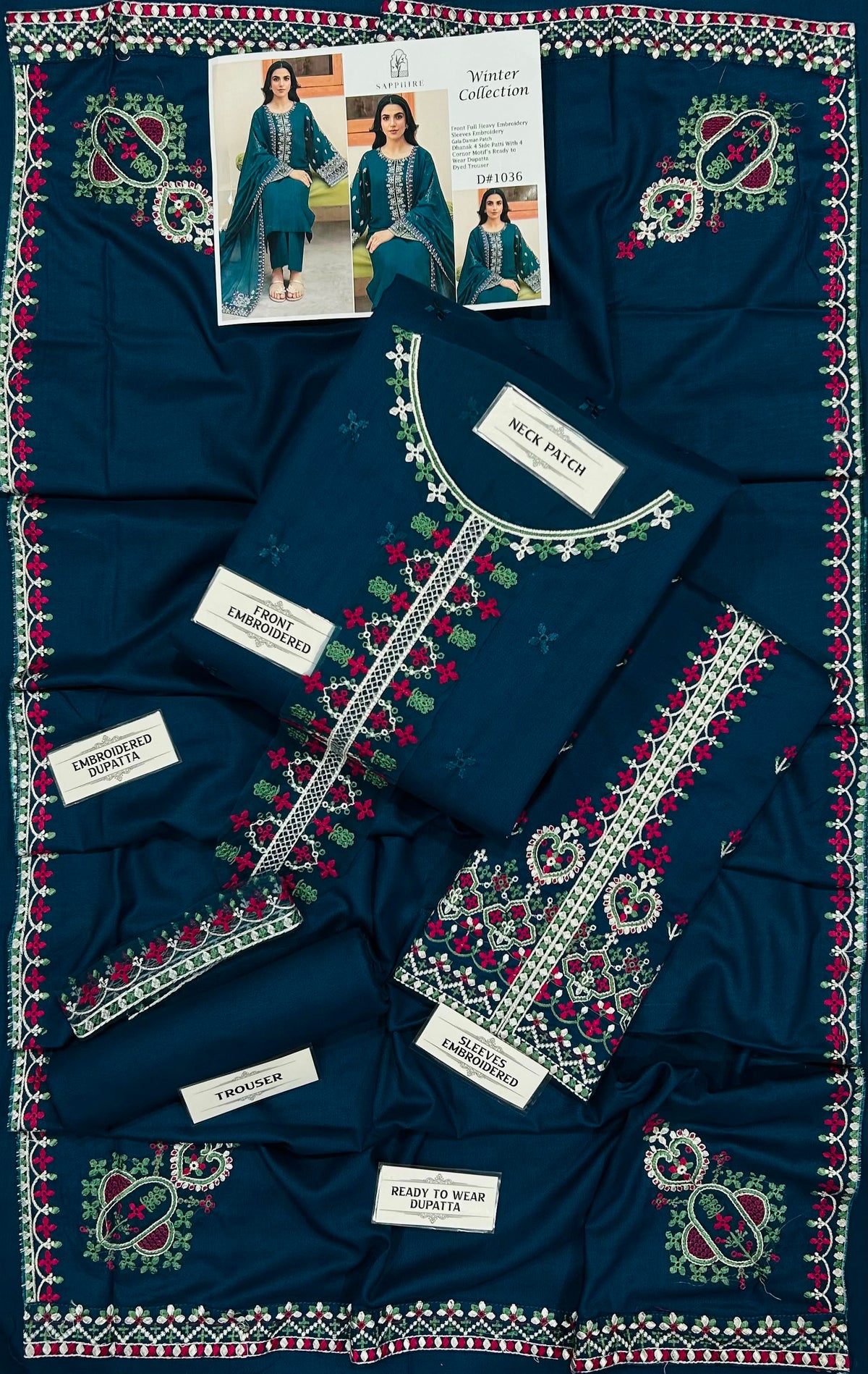 SAPPHIRE Dhanak Embroidered 3 PCS