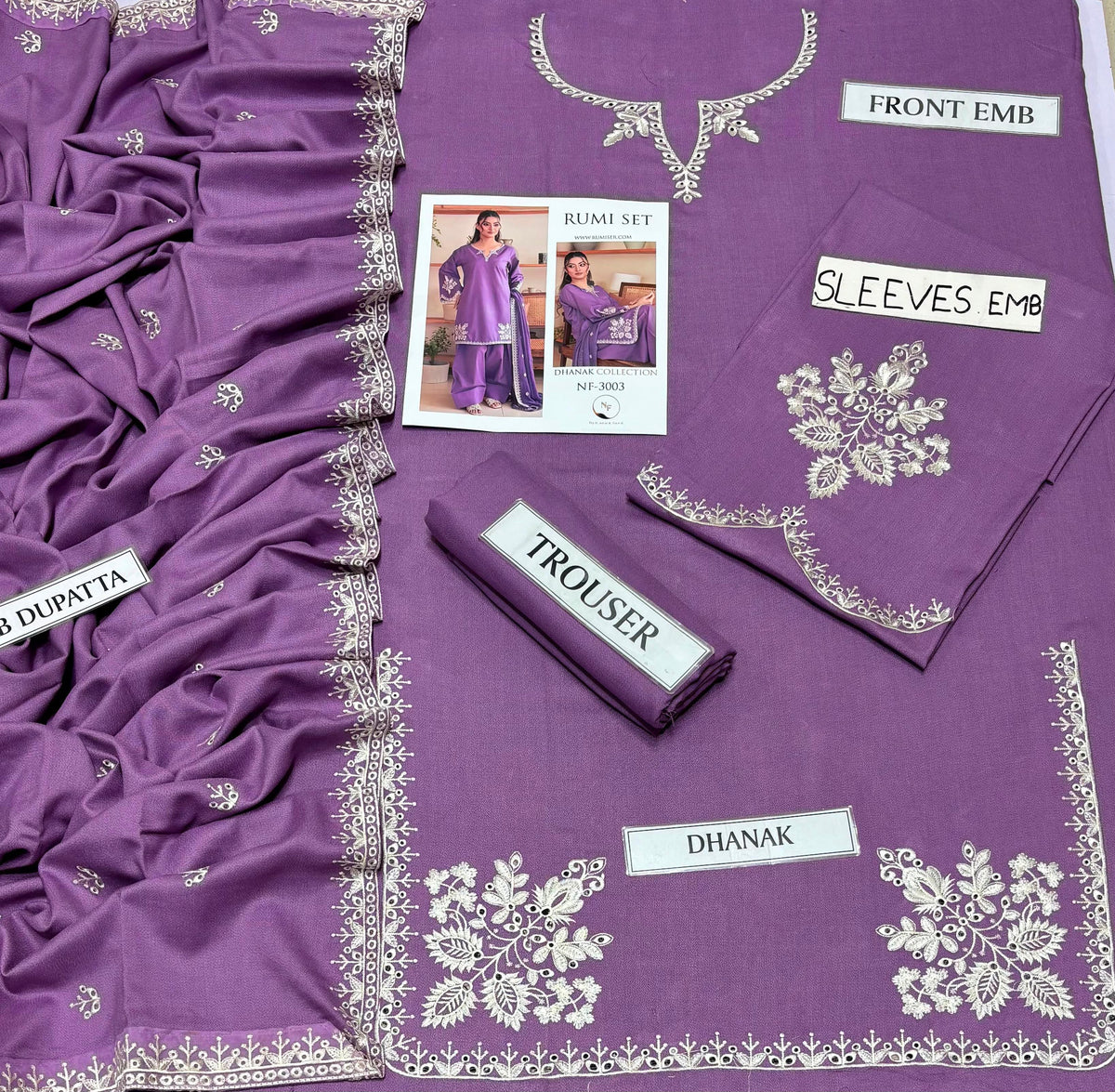 RUMI Dhanak Embroidered 3 PCS