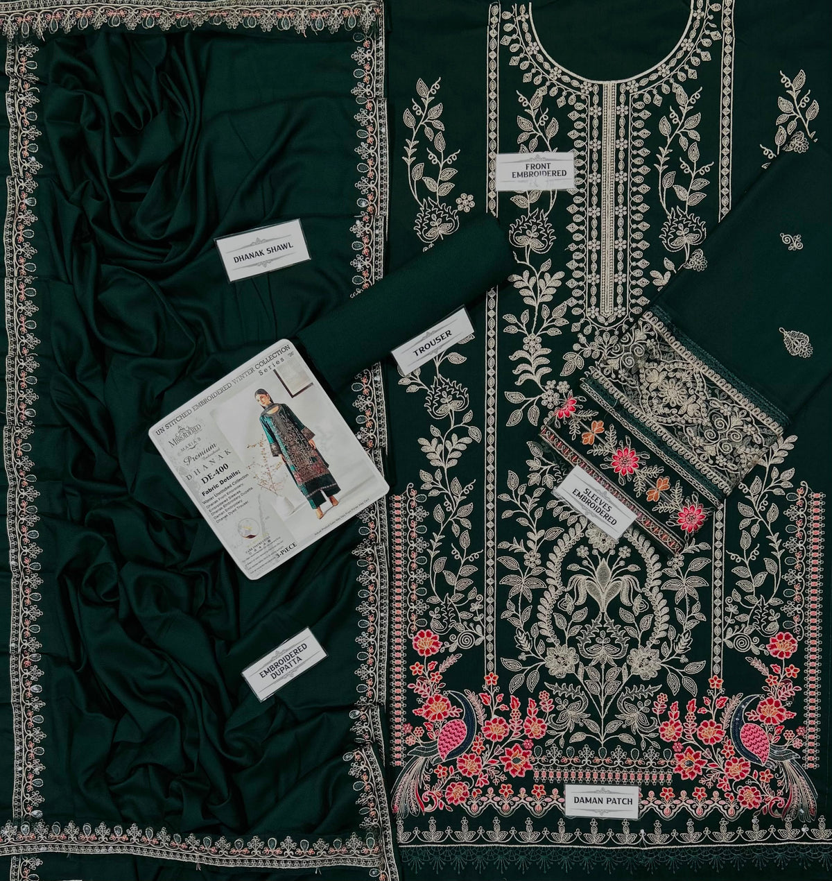 MARIA B DHANAK EMBOEIDERED 3PCS