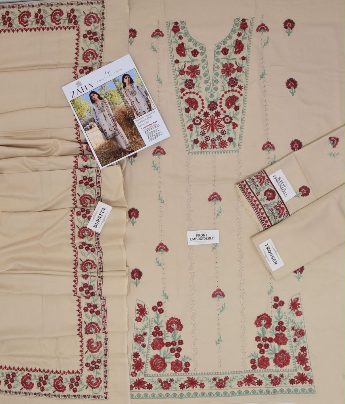 Zaha Brand DHANAK EMBROIDERED 3 PCS