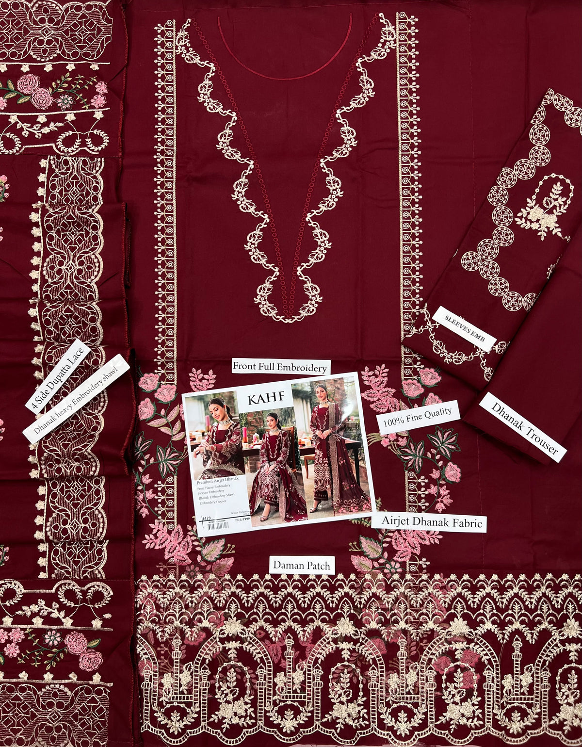 KAHF Dhanak EMBROIDERED 3PCS