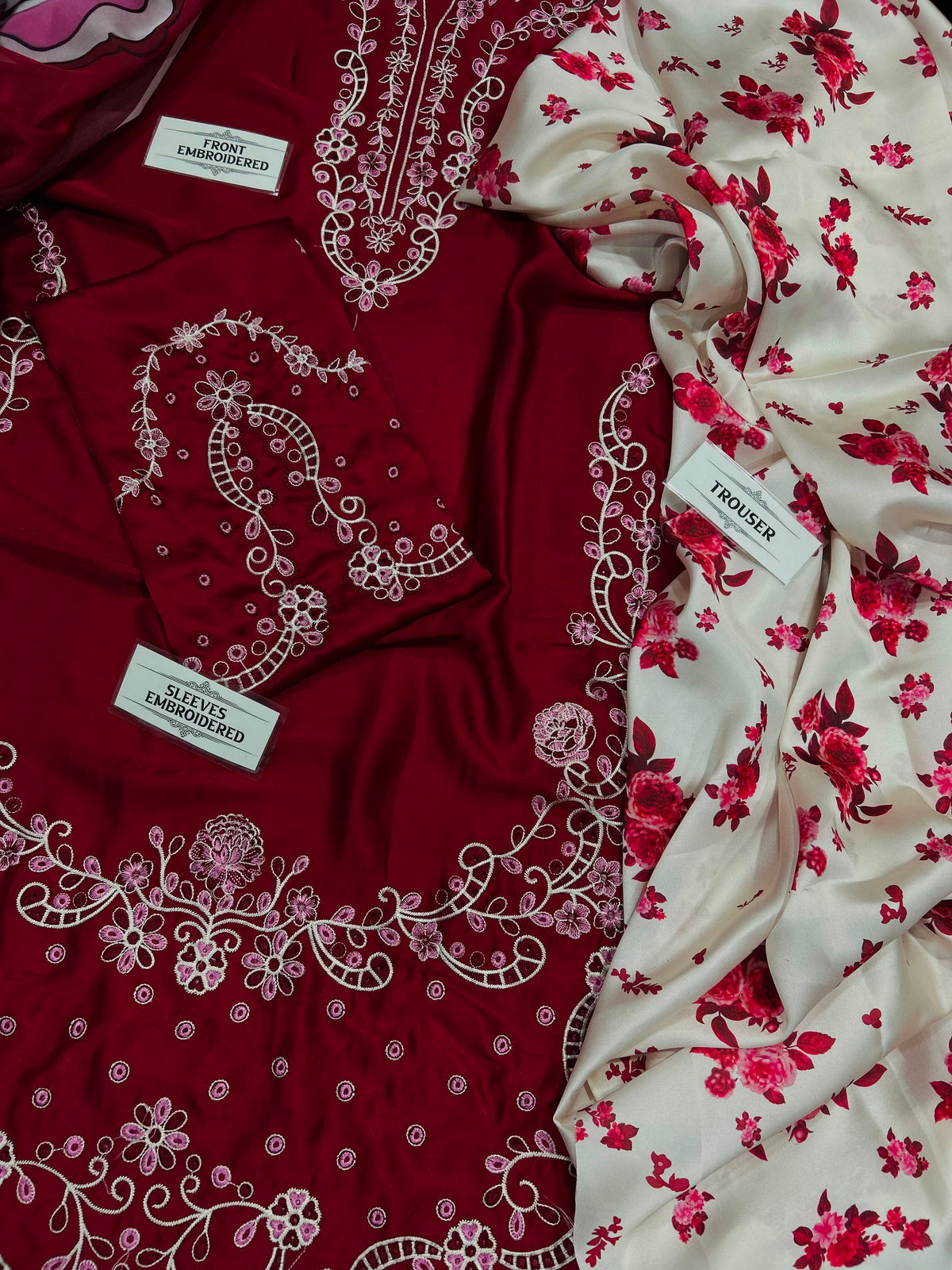 IZNIK LUXURY SILK EMBROIDERED 3 Pcs