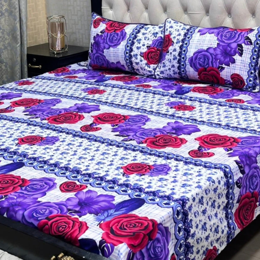 MAHROSH 3D Crystal Cotton Bedsheet - Design 008