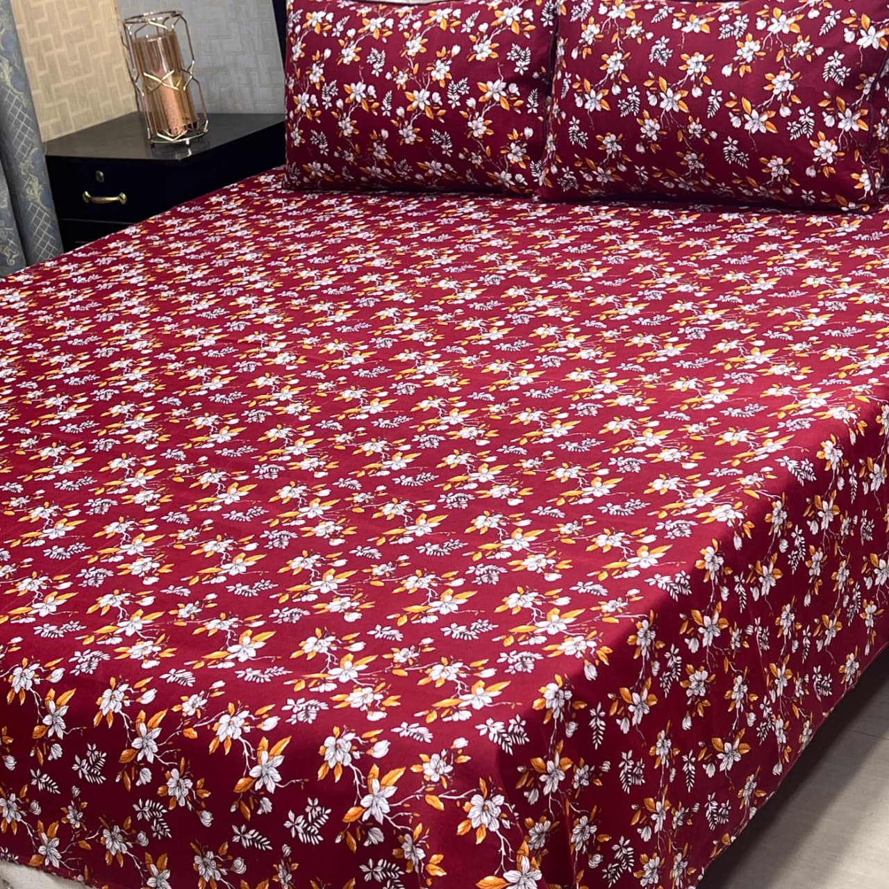 MAHROSH 3D Crystal Cotton Bedsheet - Design 026