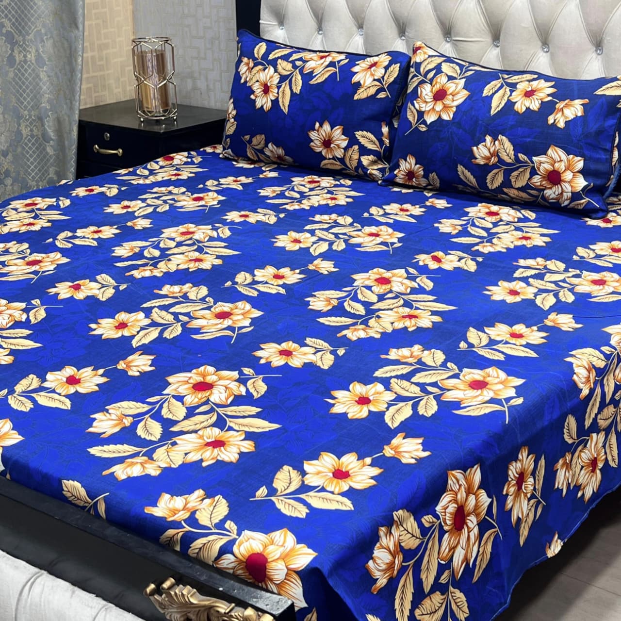 MAHROSH 3D Crystal Cotton Bedsheet - Design 054