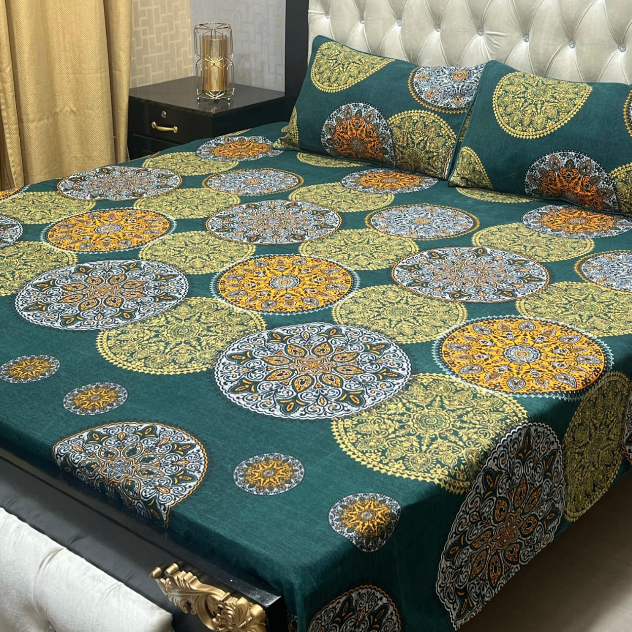 MAHROSH 3D Crystal Cotton Bedsheet - Design 025
