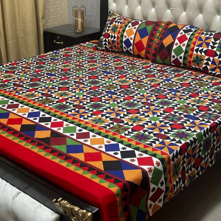 MAHROSH 3D Crystal Cotton Bedsheet - Design 004