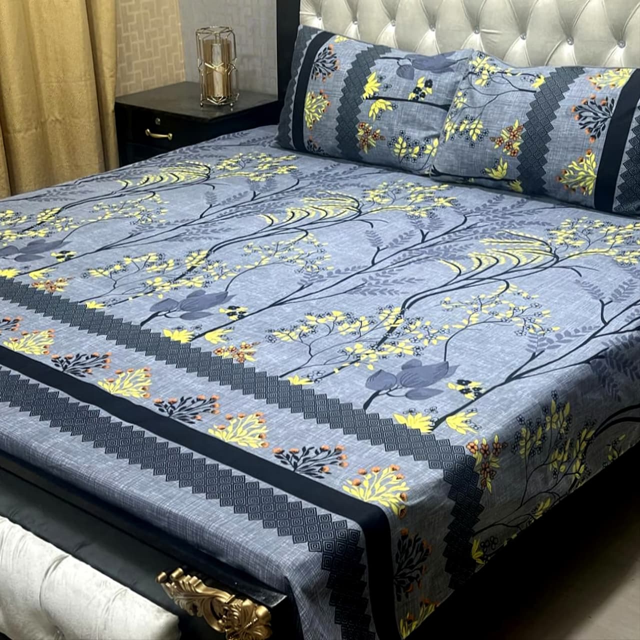 MAHROSH 3D Crystal Cotton Bedsheet - Design 065