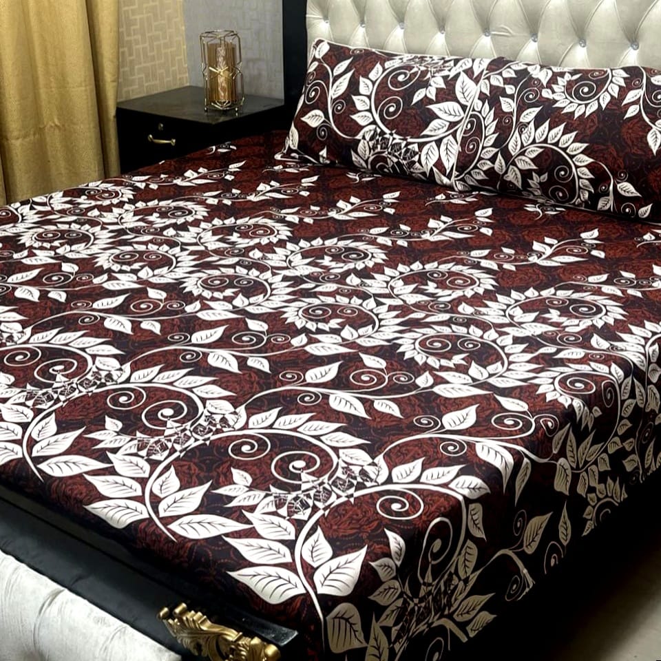 MAHROSH 3D Crystal Cotton Bedsheet - Design 072
