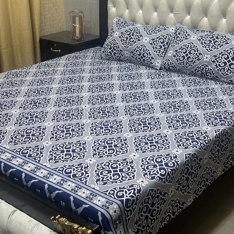 MAHROSH 3D Crystal Cotton Bedsheet - Design 064
