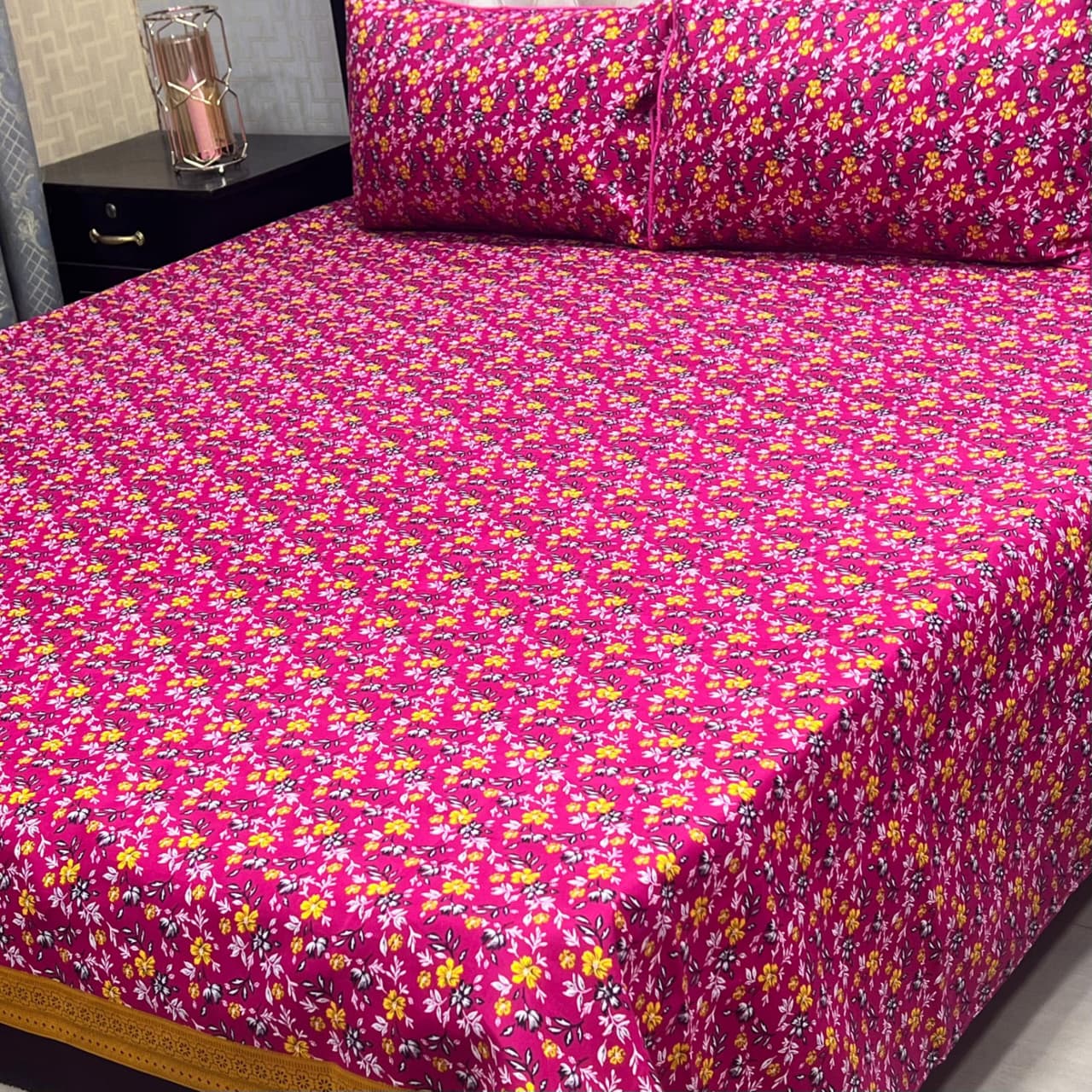 MAHROSH 3D Crystal Cotton Bedsheet - Design 018