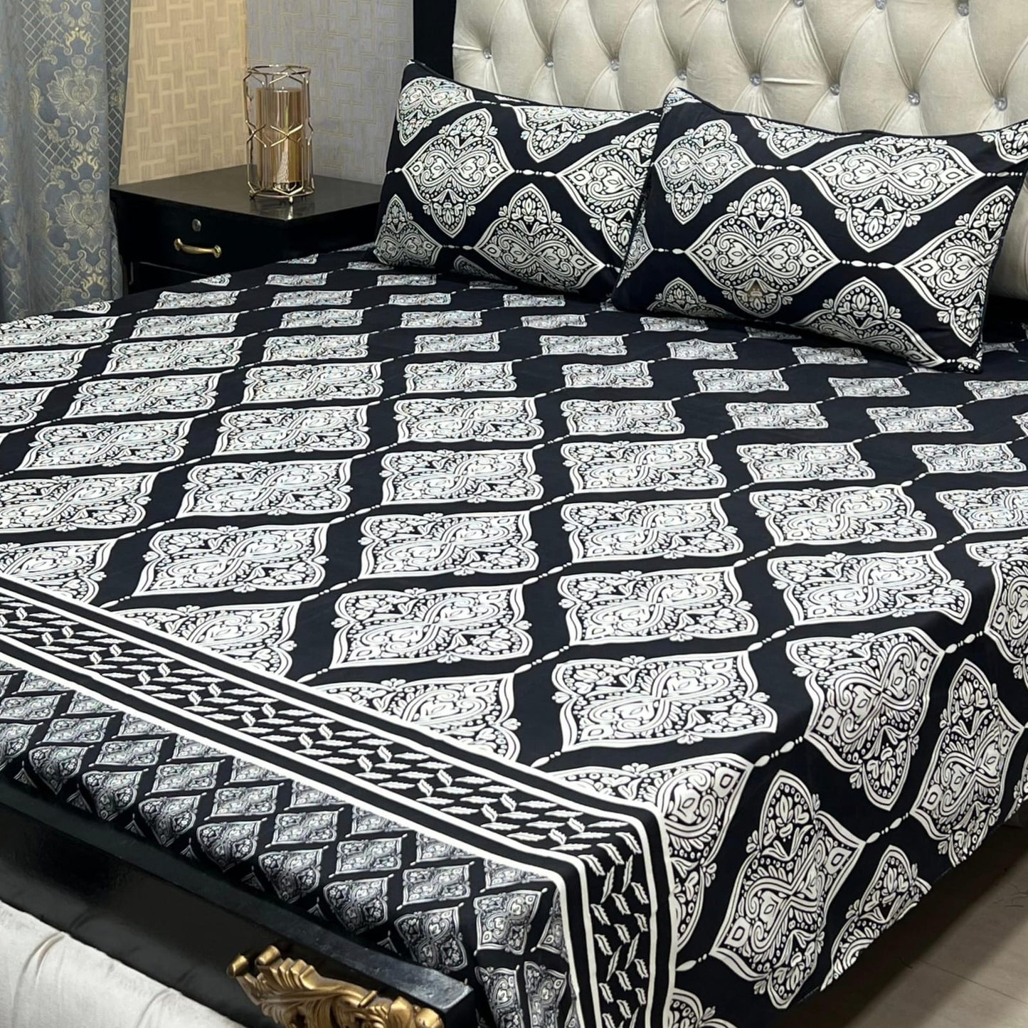 MAHROSH 3D Crystal Cotton Bedsheet - Design 012