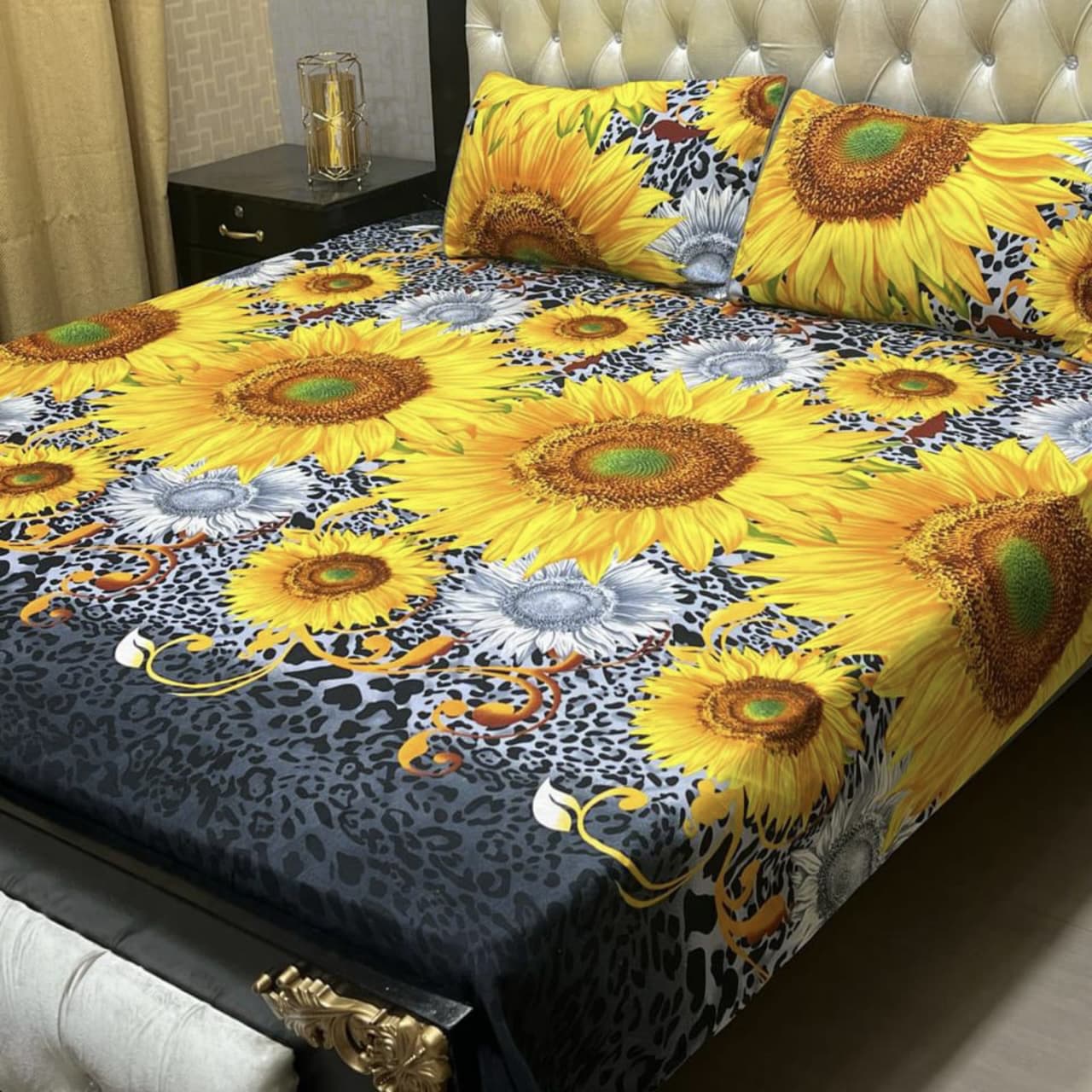 MAHROSH 3D Crystal Cotton Bedsheet - Design 061