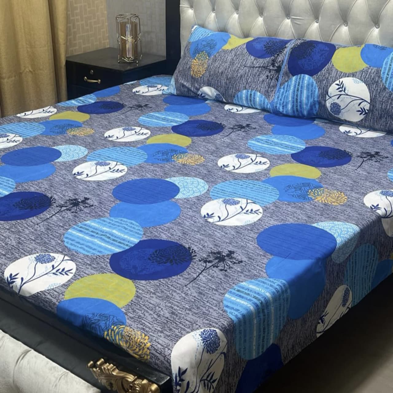MAHROSH 3D Crystal Cotton Bedsheet - Design 069