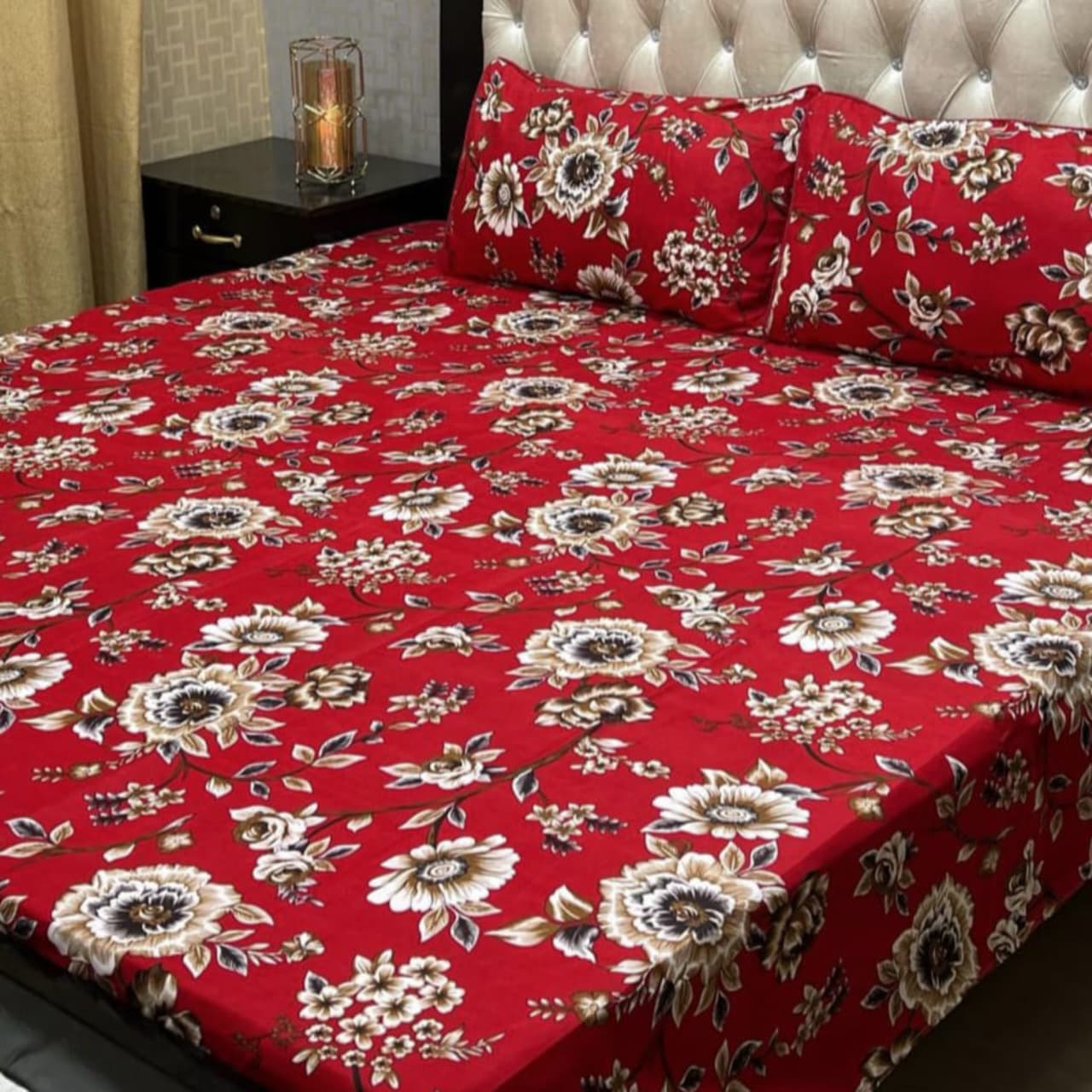 MAHROSH 3D Crystal Cotton Bedsheet - Design 068