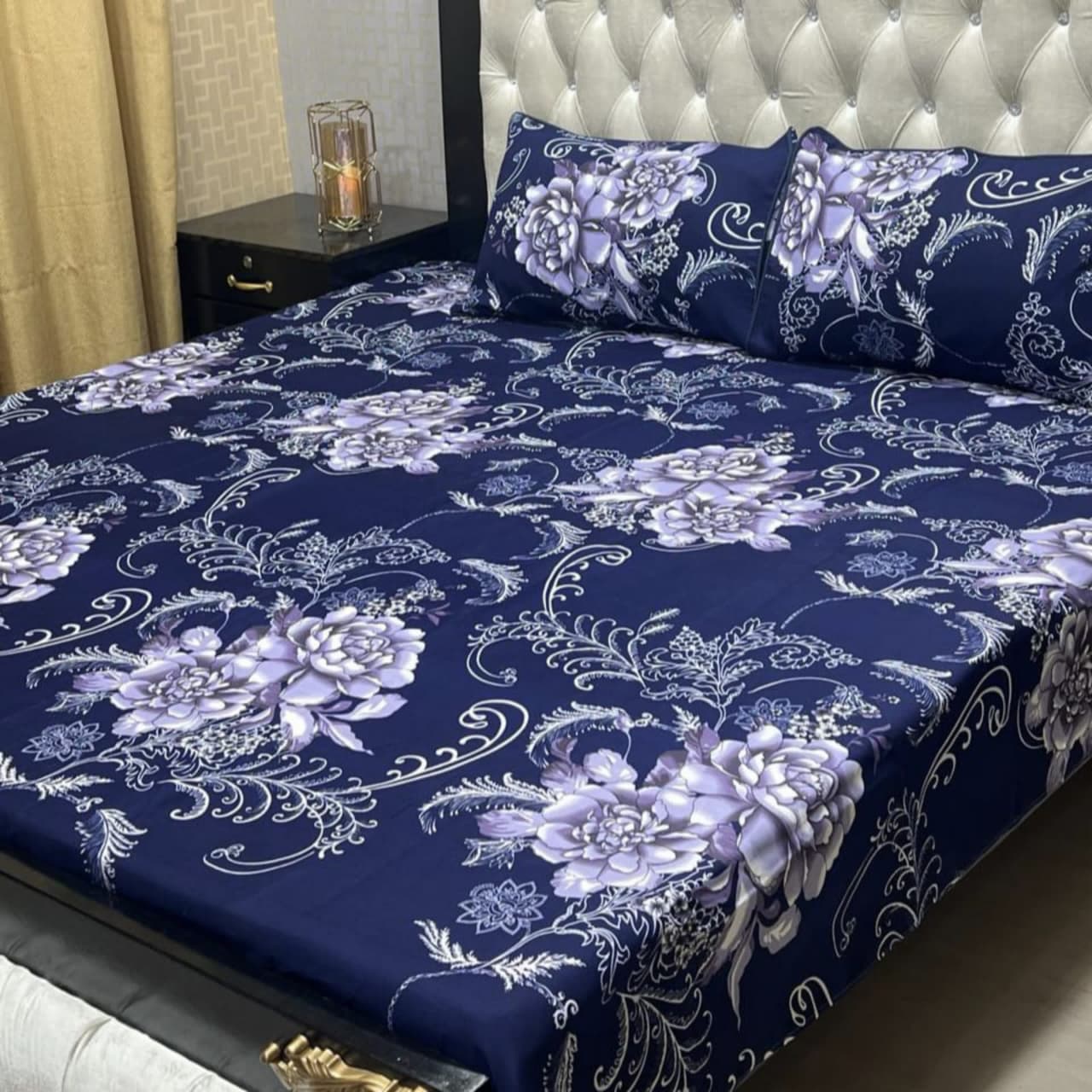 MAHROSH 3D Crystal Cotton Bedsheet - Design 081