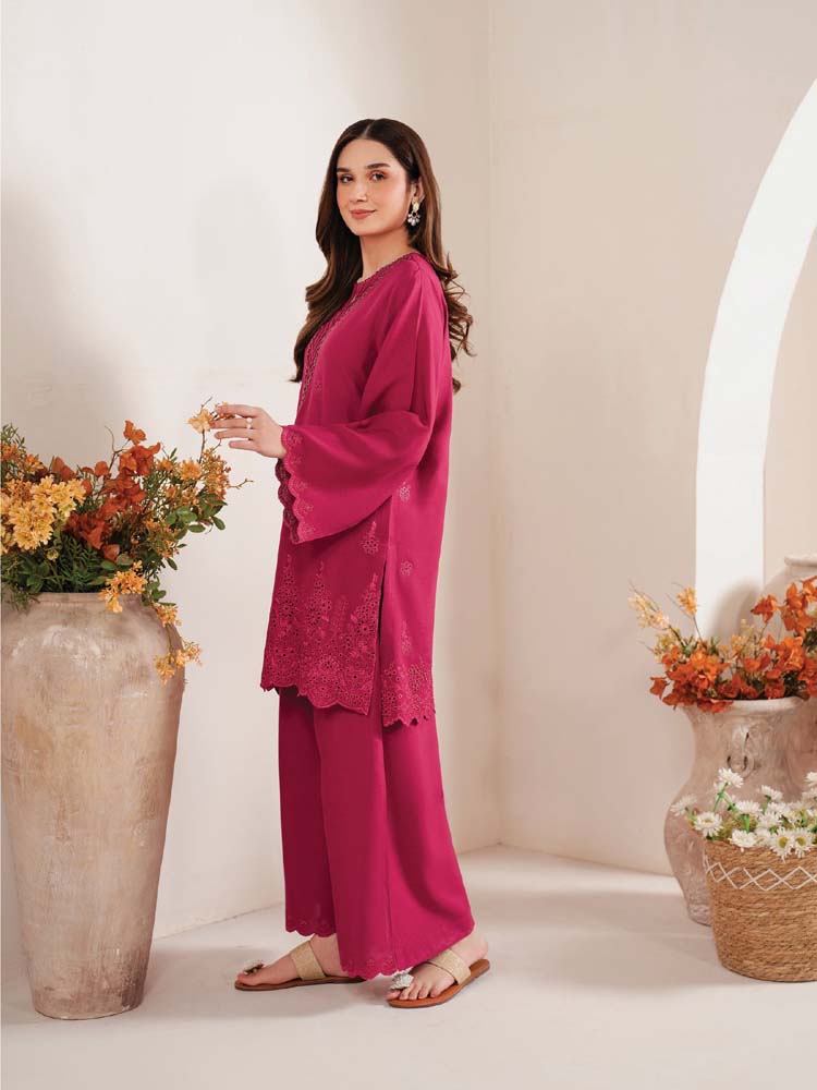Jazmin Pink Dhanak Embroidered 3 pcs