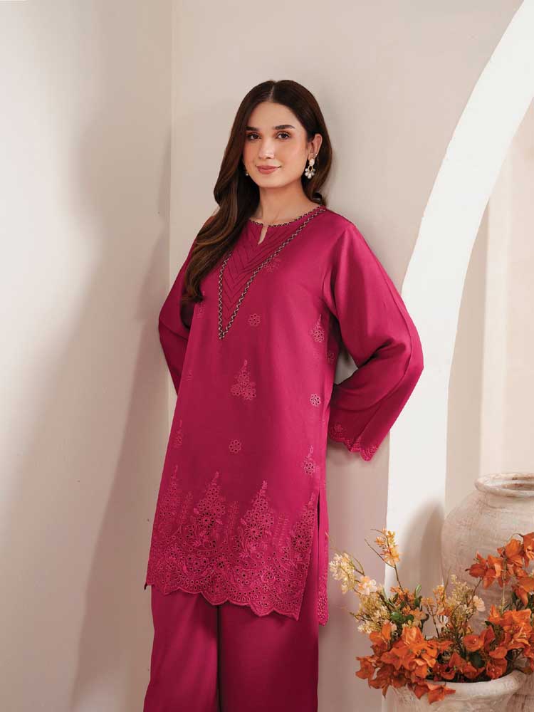 Jazmin Pink Dhanak Embroidered 3 pcs