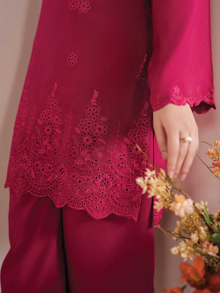 Jazmin Pink Dhanak Embroidered 3 pcs