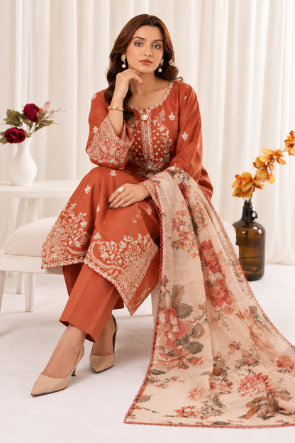 MOHAGNI dHANAK EMBROIDERED 3 pcs