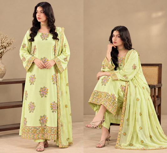 NUREH Dhanak Embroidered 3 PCS