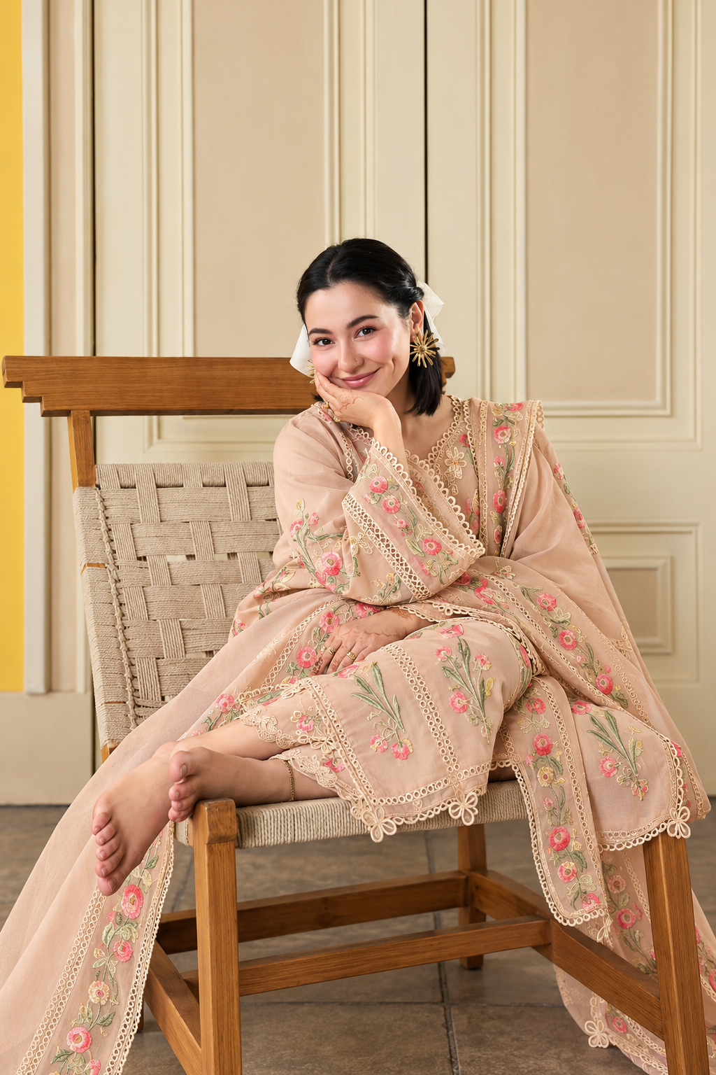 MARYAM HUSSAIN Dhanak Embroidered 3 PCS DZ