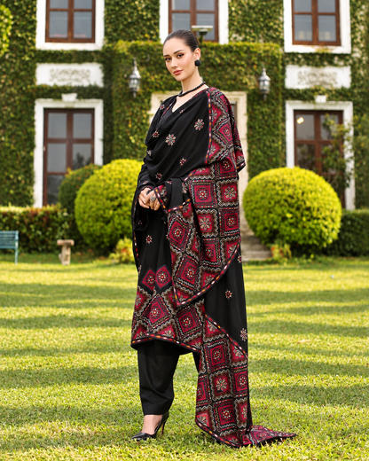 BAREEZE DHANAK  EMBROIDERED 3PCS
