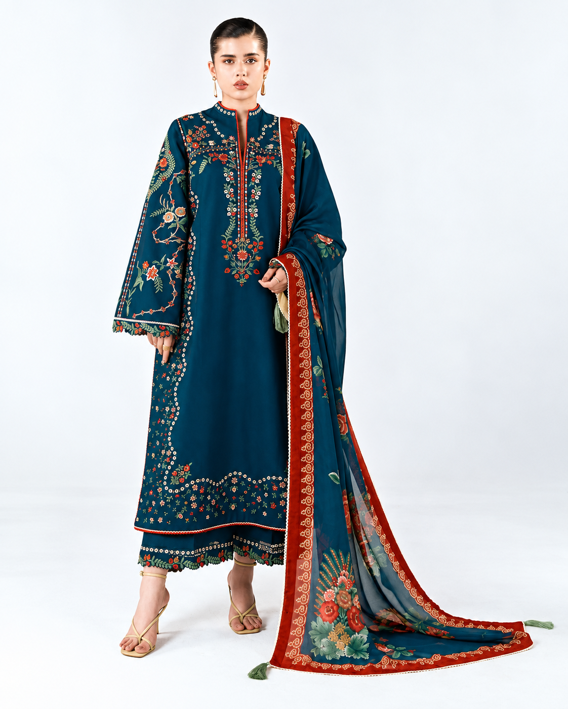 HUSSAIN REHAR DHANAK EMBROIDERED 3PCS