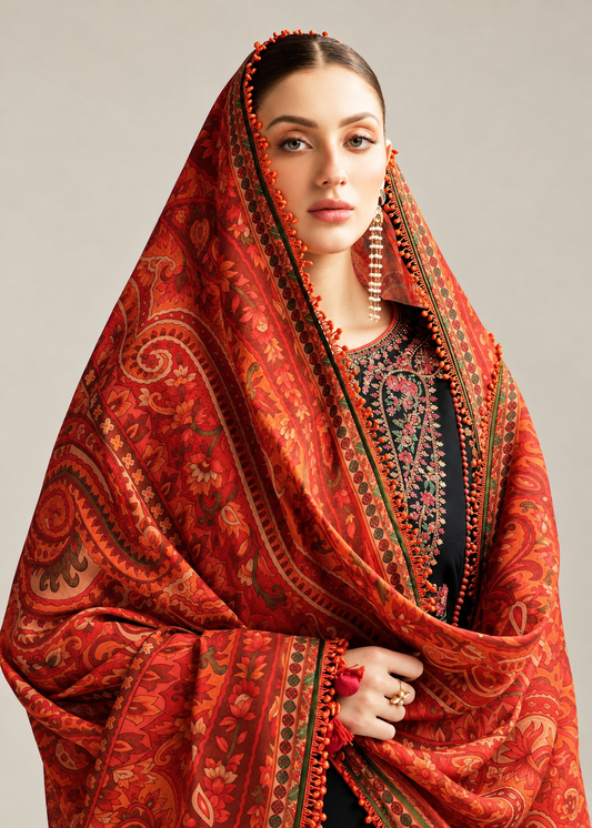 HUSSAIN REHAR PREMIUM DHANAK EMBROIDERED 3PCS