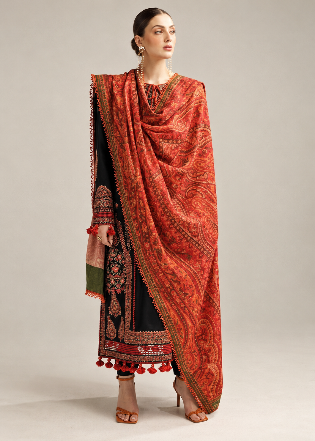 HUSSAIN REHAR PREMIUM DHANAK EMBROIDERED 3PCS