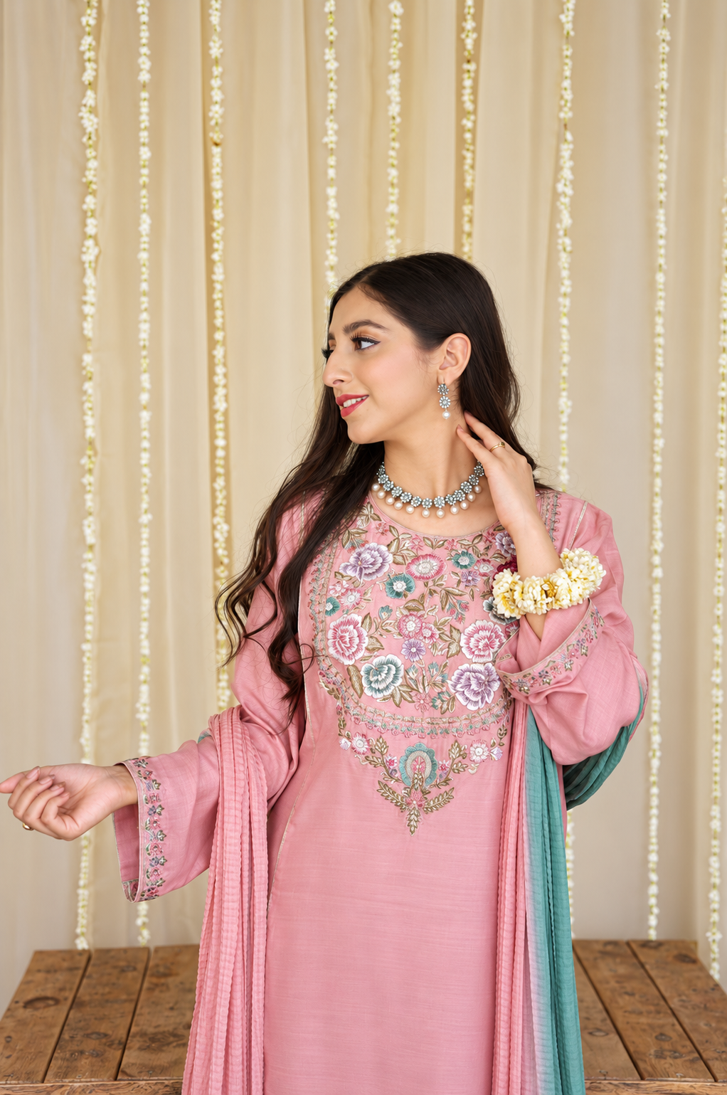 ASLING  DHANAK EMBROIDERED 3 PCS