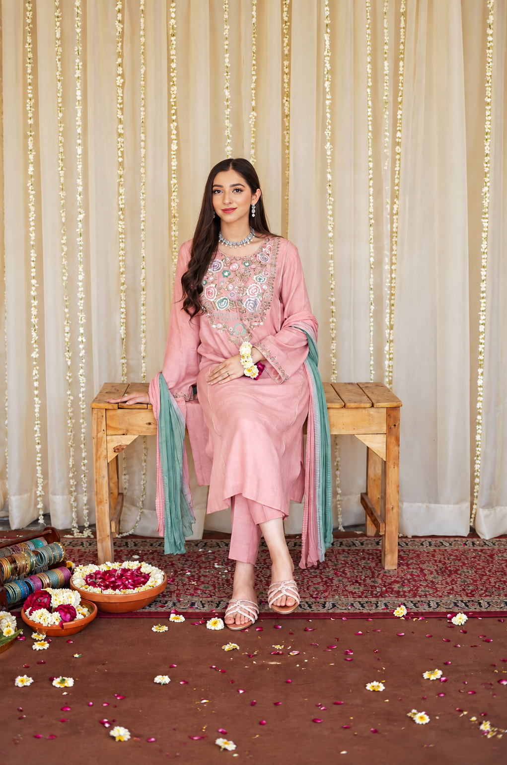 ASLING  DHANAK EMBROIDERED 3 PCS
