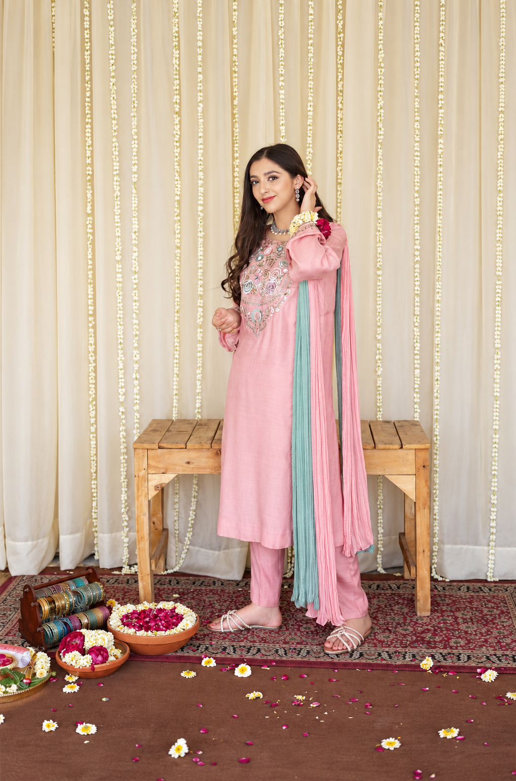 ASLING  DHANAK EMBROIDERED 3 PCS
