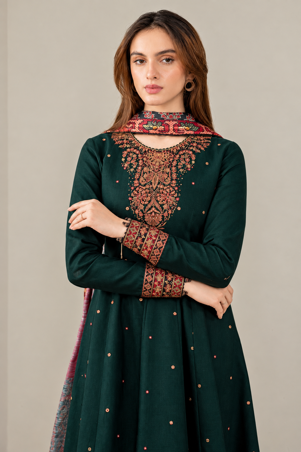 JAZMIN DHANAK  EMBROIDERED 3PCS
