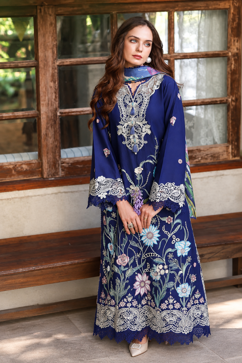 MUSHQ  DHANAK  EMBROIDERED 3PCS