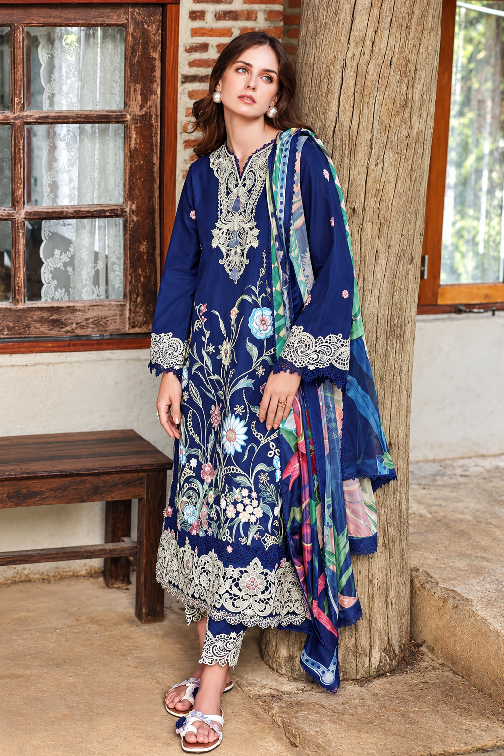 MUSHQ  DHANAK  EMBROIDERED 3PCS